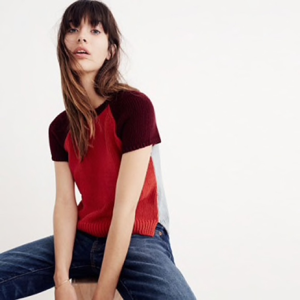 Madewell colorblock short sleeve sweater